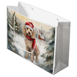 Cockapoo Dog in Snow Christmas Large Gift Bag