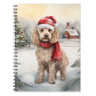 Cockapoo Dog in Snow Christmas  Notebook