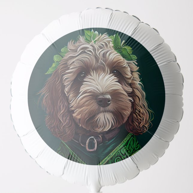 Cockapoo Dog in St. Patrick's Day Dress Balloon (Front)