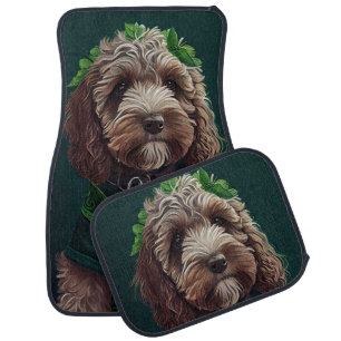 Cockapoo Dog in St. Patrick's Day Dress Car Floor Mat