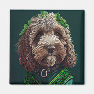 Cockapoo Dog in St. Patrick's Day Dress Magnet