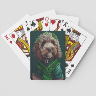 Cockapoo Dog in St. Patrick's Day Dress Poker Cards