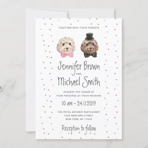 Cockapoo Dog Lover Bride Groom Wedding Invitation