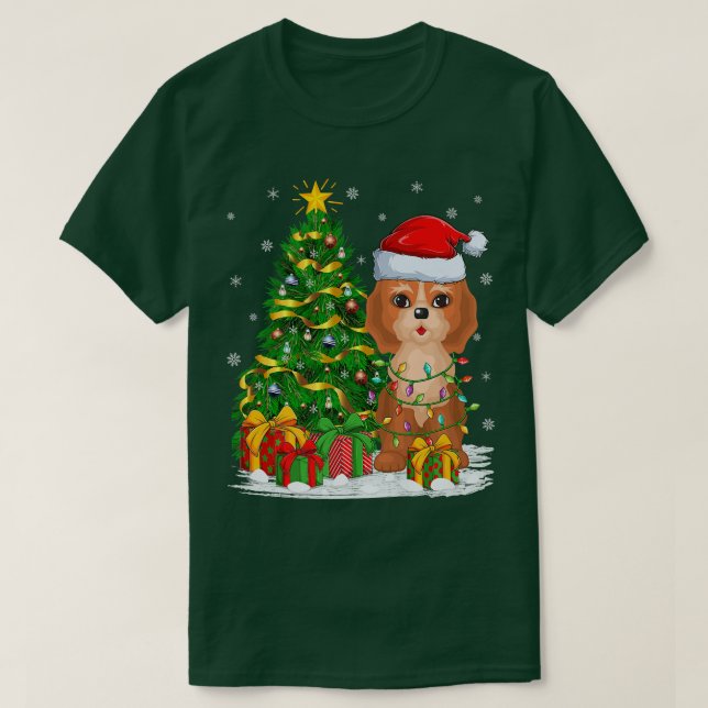 Cockapoo Dog Lover Xmas Tree Santa Cockapoo Christ T-Shirt (Design Front)