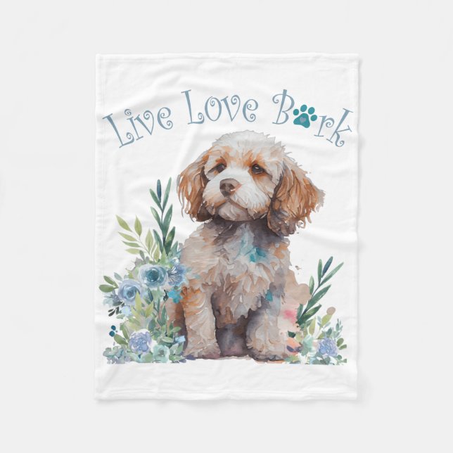 Cockapoo Dog Mom Floral Fleece Blanket (Front)