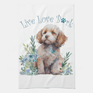 Cockapoo Dog Mom Floral Kitchen Towel