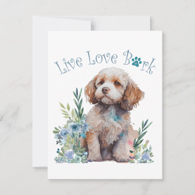 Cockapoo Dog Mom Floral Note Card (Front)