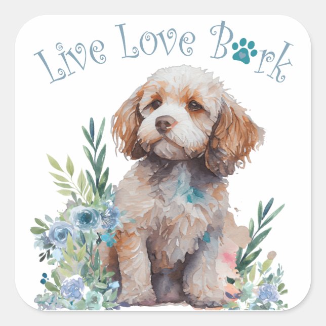 Cockapoo Dog Mom Floral Square Sticker (Front)