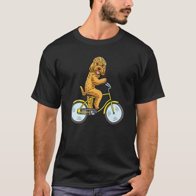 Cockapoo Dog On A Bike Spoodle Riding Bicycle Biki T-Shirt (Front)