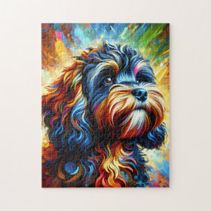Cockapoo Dog Portrait Acrylic Art Print Dog Lover Jigsaw Puzzle