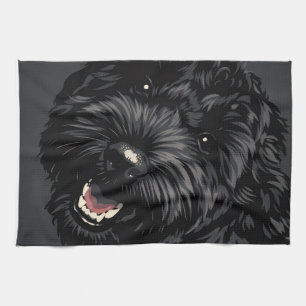 Cockapoo Dog Portrait Black Cockapoo gift Kitchen Towel