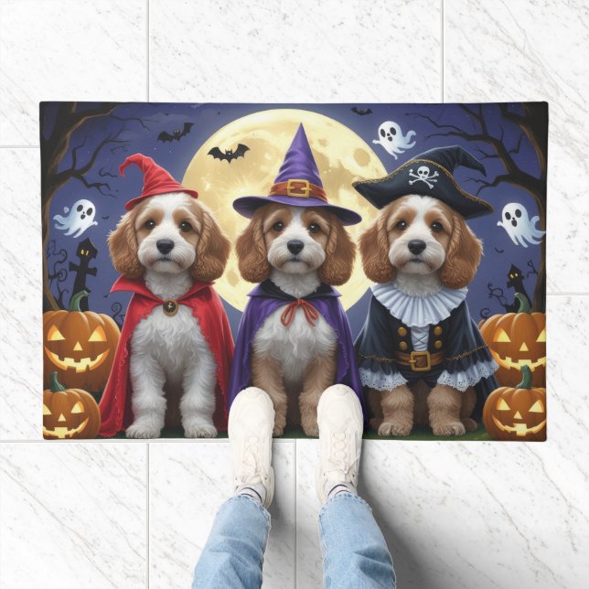 Cockapoo Dog Pumpkin Halloween Funny Doormat (Indoor)