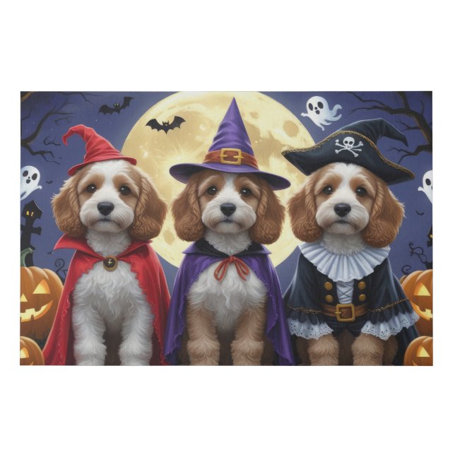 Cockapoo Dog Pumpkin Halloween Funny Faux Canvas Print (Front)