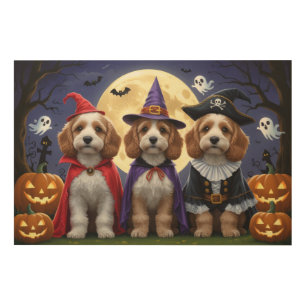 Cockapoo Dog Pumpkin Halloween Funny Wood Wall Art