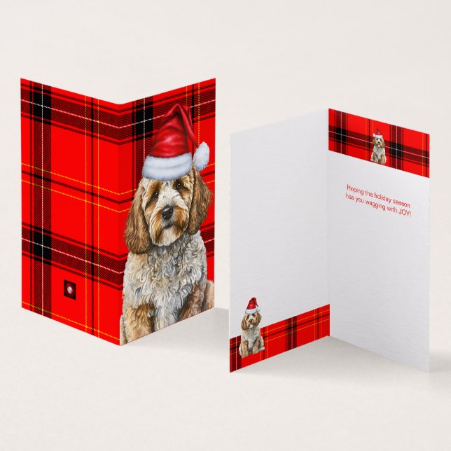Cockapoo Dog Red Black Plaid Christmas Holiday (Inside and Outside)