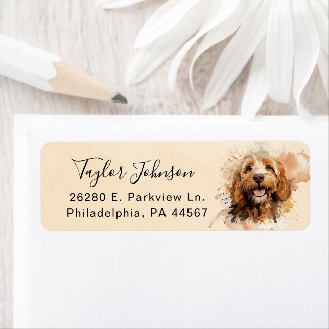 Cockapoo Dog Return Address Label (Insitu)