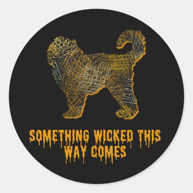 Cockapoo Dog Silhouette Fun Halloween Classic Round Sticker (Front)