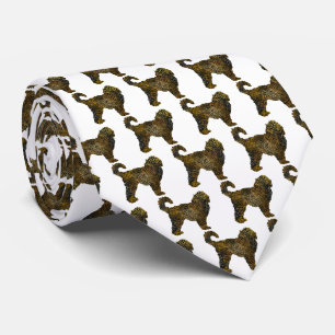 Cockapoo Dog Silhouette Halloween White Neck Tie