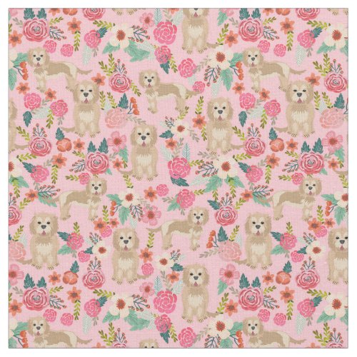 cockapoo dog vintage florals pink fabric