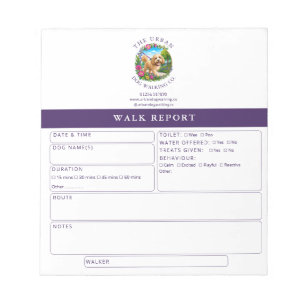 Cockapoo Dog Walk Custom Feedback Report Forms Notepad