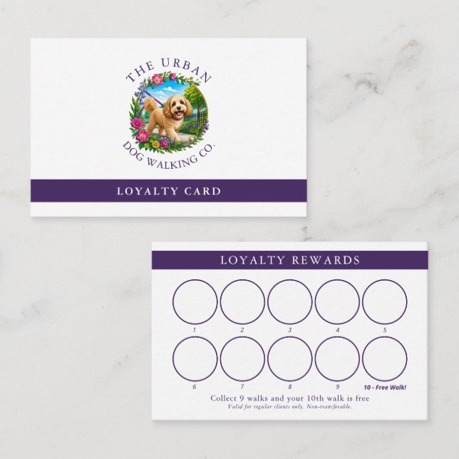 Cockapoo Dog Walker Custom Loyalty Card (Front/Back)