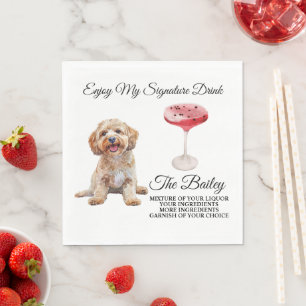 Cockapoo Dog Wedding Signature Drink Napkins