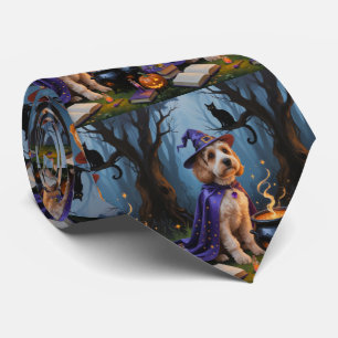 Cockapoo Dog Whimsical Halloween Painting Neck Tie