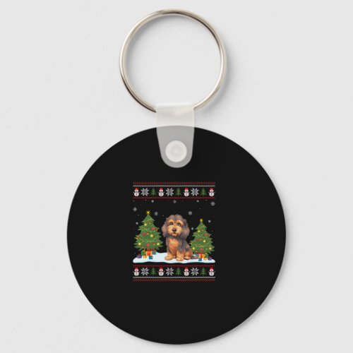 Cockapoo Dog Xmas Tree Light Funny Men Women Ugly  Keychain