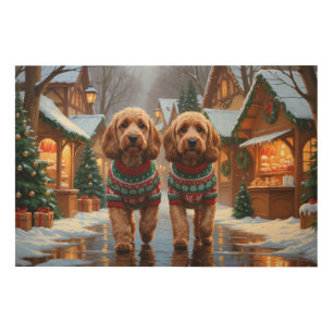 Cockapoo Dogs Christmas Snow Holiday  Wood Wall Art