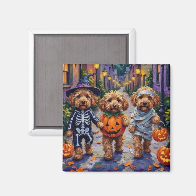 Cockapoo Dogs Trick-or-Treating Halloween Costume Magnet (Front/Back)