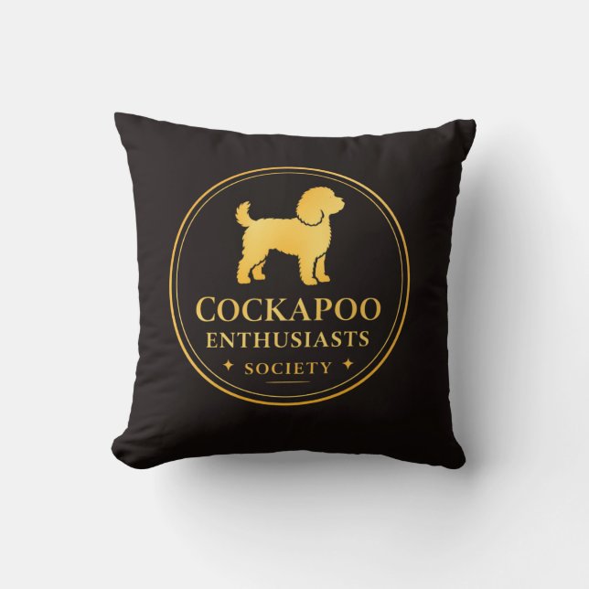 Cockapoo Enthusiast Society hoody Throw Pillow (Front)