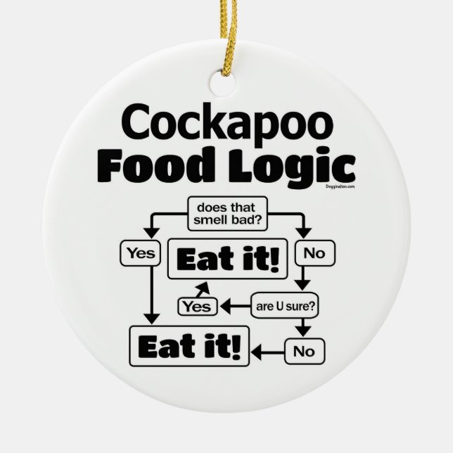Cockapoo Food Logic Ceramic Ornament (Front)
