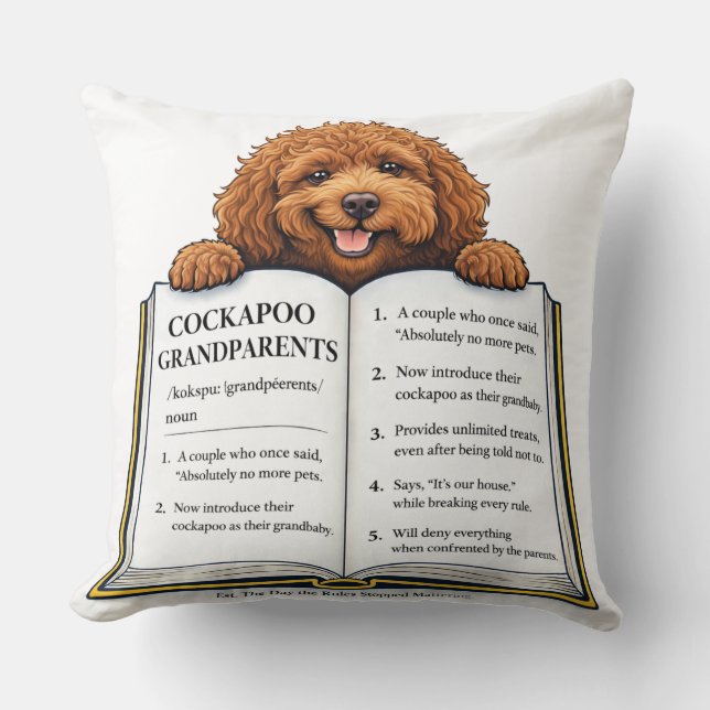 Cockapoo Grandparents Gift | Funny Dog Throw Pillow (Front)