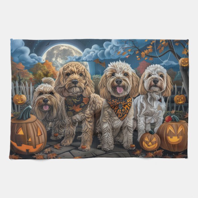 Cockapoo Halloween Spooky Kitchen Towel (Horizontal)