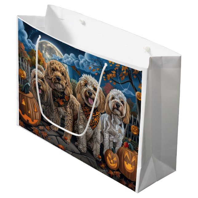 Cockapoo Halloween Spooky Large Gift Bag (Front Angled)