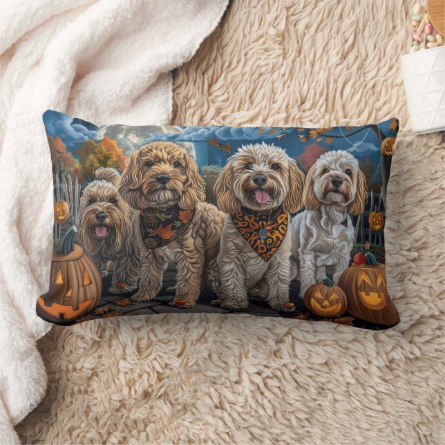 Cockapoo Halloween Spooky Lumbar Pillow (Blanket)
