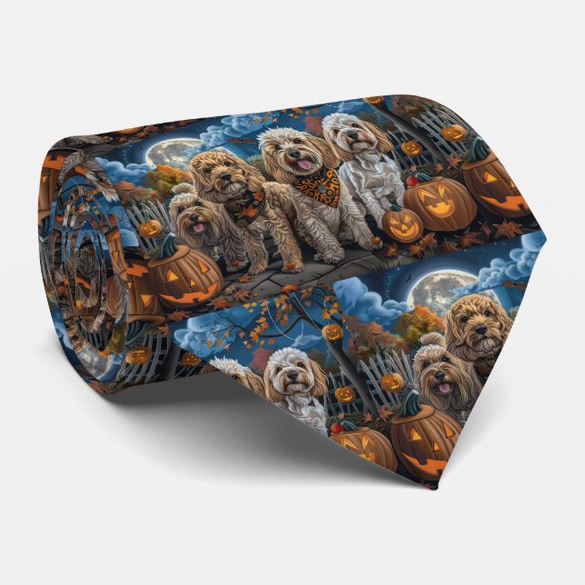 Cockapoo Halloween Spooky Neck Tie (Rolled)