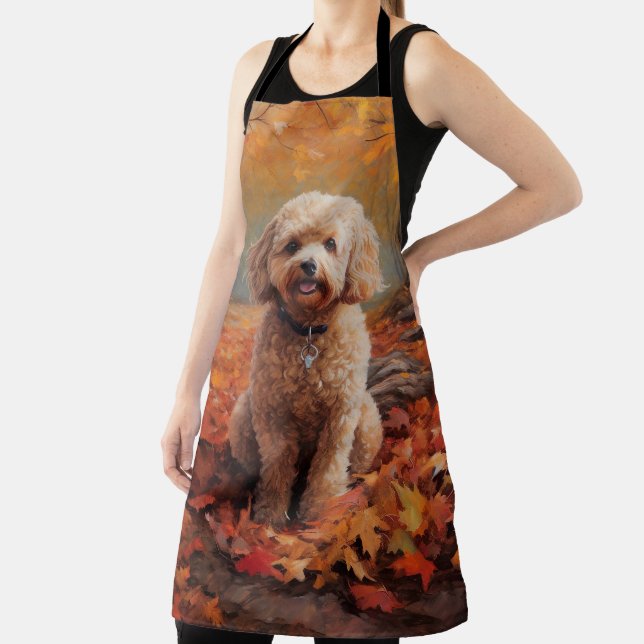 Cockapoo in Autumn Leaves Fall Inspire Apron (Insitu)