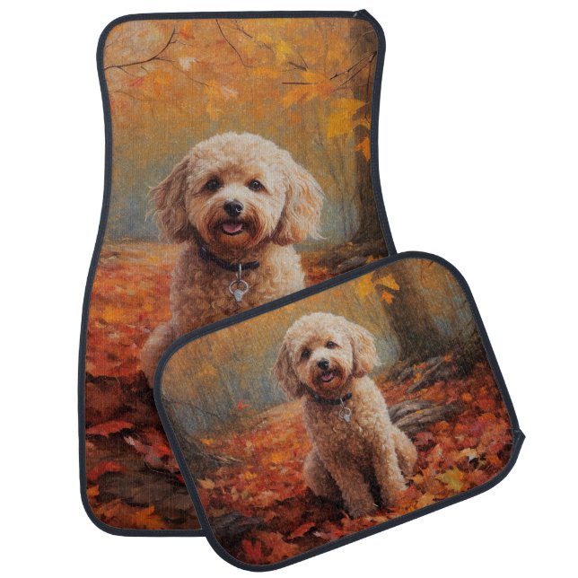 Cockapoo in Autumn Leaves Fall Inspire Car Floor Mat (Set)