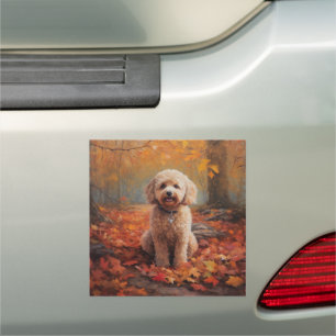 Cockapoo in Autumn Leaves Fall Inspire Car Magnet