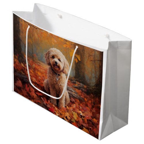 Cockapoo in Autumn Leaves Fall Inspire Large Gift Bag