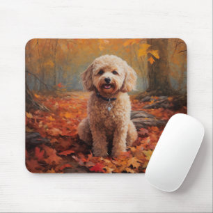 Cockapoo in Autumn Leaves Fall Inspire Mouse Pad
