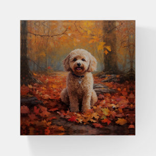 Cockapoo in Autumn Leaves Fall Inspire Paperweight