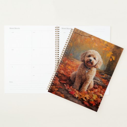 Cockapoo in Autumn Leaves Fall Inspire Planner