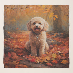 Cockapoo in Autumn Leaves Fall Inspire Scarf