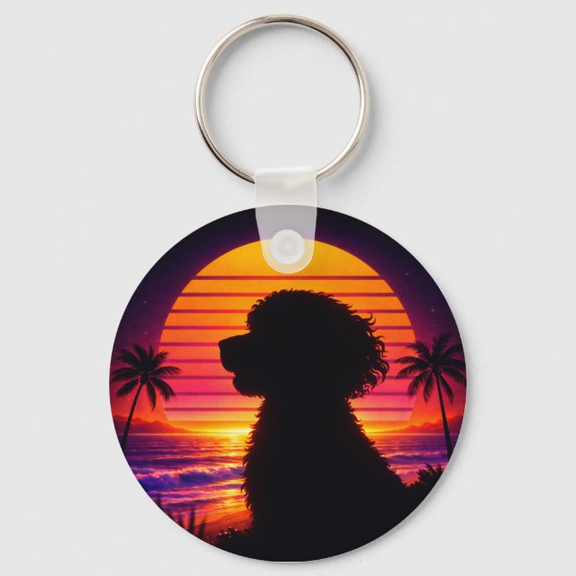 Cockapoo keyring - Retro Cockapoo Dog Lover Gift (Front)