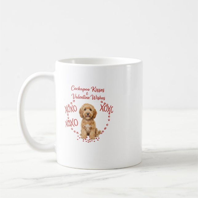 Cockapoo Kisses Valentine Wishes Dog Lover Coffee Mug (Left)