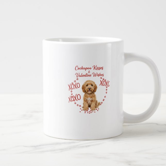 Cockapoo Kisses Valentine Wishes Dog Lover Giant Coffee Mug (Right)