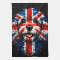 Cockapoo kitchen Union Jack British Dog towel