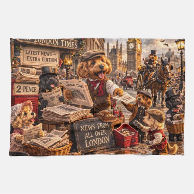 Cockapoo London Wall Art – Vintage Kitchen Towel (Horizontal)